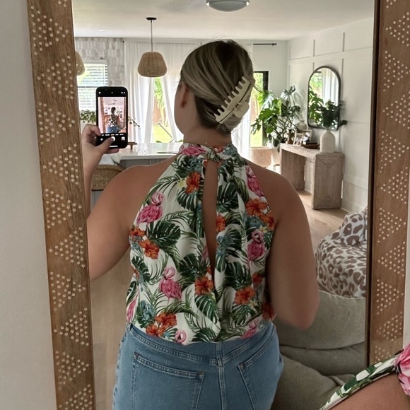 Rachel Zoe open back tropical print top - Picture 3 of 6